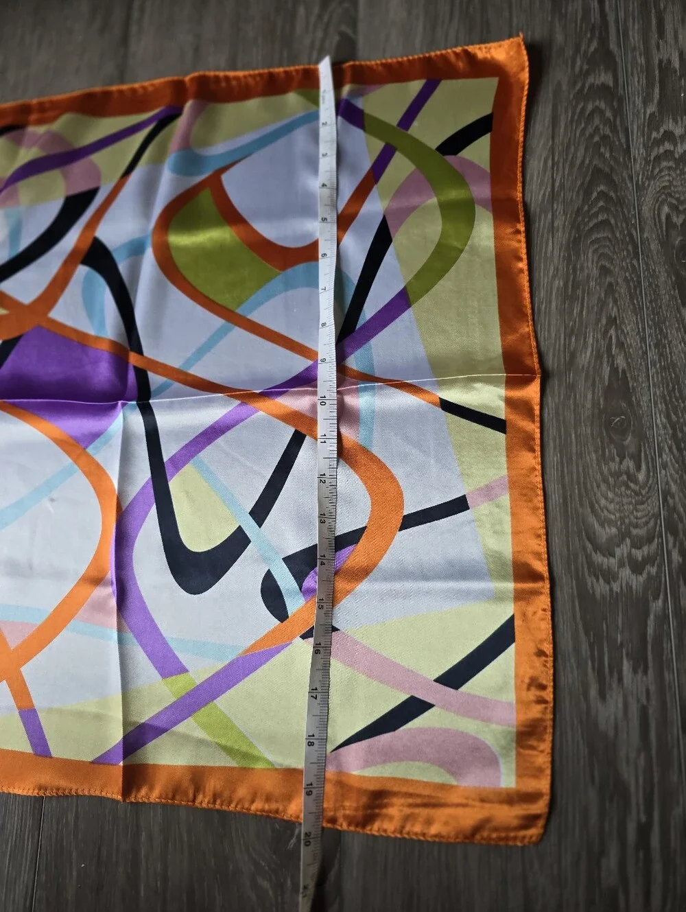 Silky Feel Neckerchief Scarf Orange Abstract Swirl Print Hair Neck Bandana 21